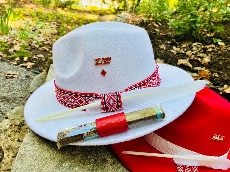 Kappa Alpha Psi Fedora: Crimson & White Fraternity Hat With Details - Etsy