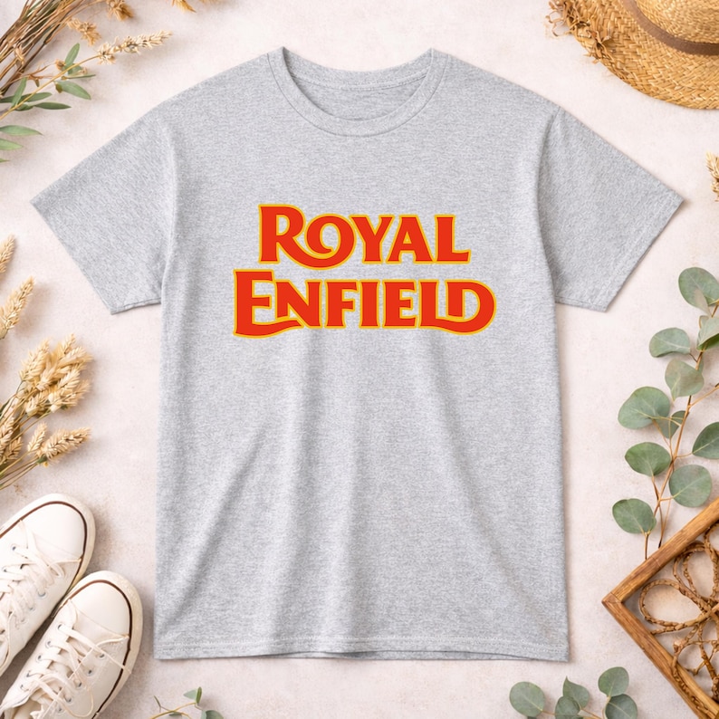 Royal Enfield Motorcycle Lover T-Shirt, Vintage Biker Tee, Retro Motorbike Rider Shirt Sport Grey