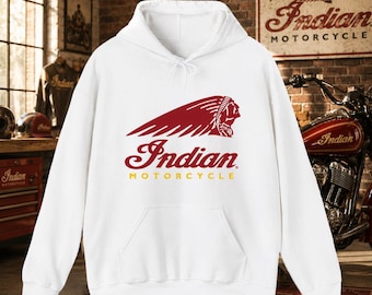 Indian Motor Graphic Hoodie Retro American Motorcycle Apparel Gift for Motorcycle Enthusiasts and Riders
