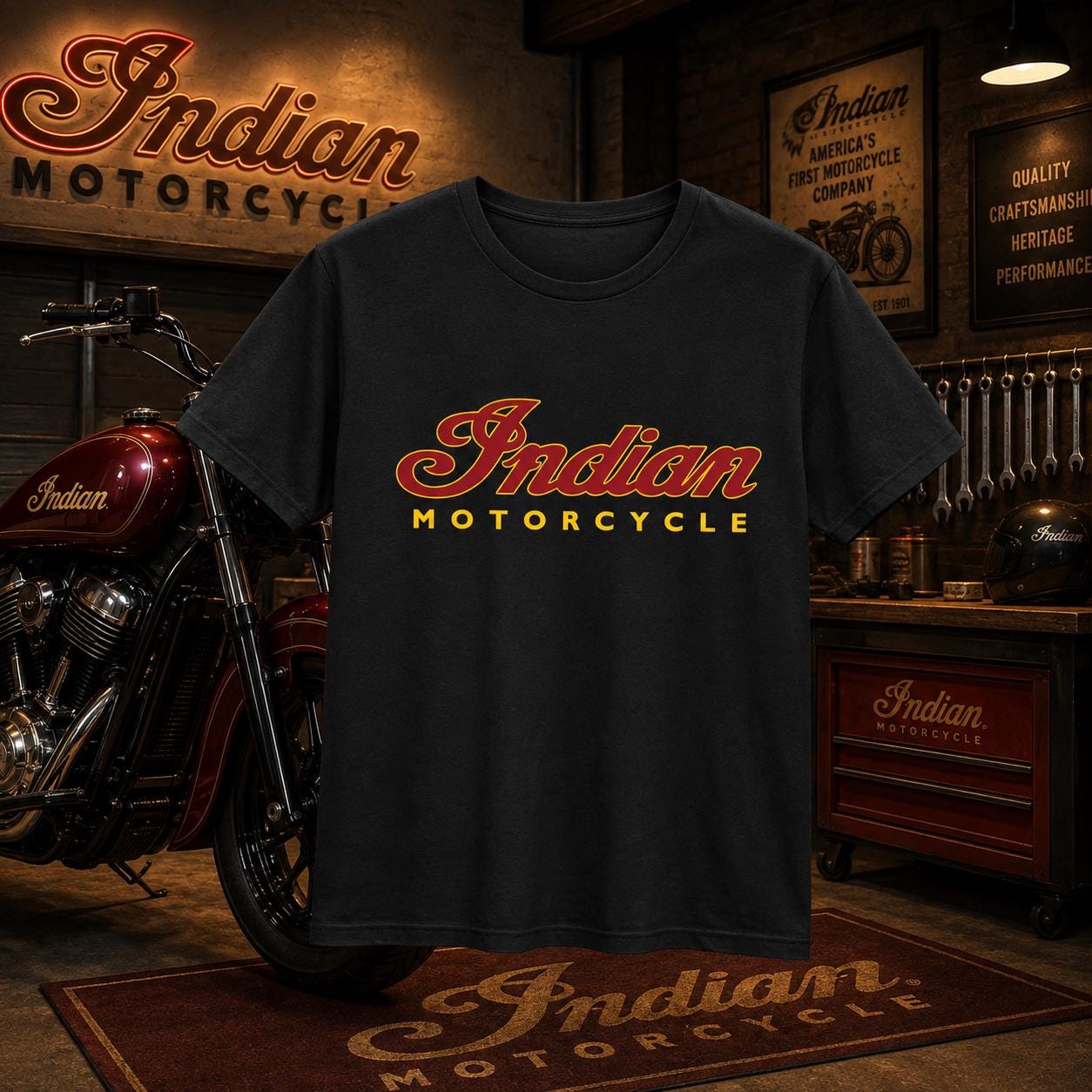 Indian Motorcycle レーヨンシャツ Mサイズ　ヴィンテージ Vintage Indian Motorcycle Shirt - Etsy