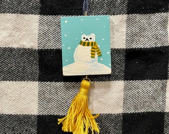 Snow Bear With Scarf Hand Painted Ornament