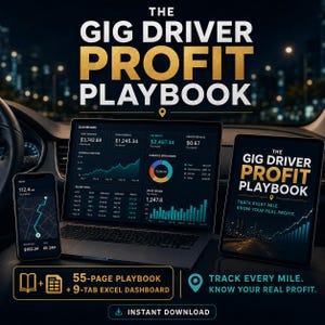 Gig Driver Profit Tracker Bundle | Körsträcka och utgiftslogg + Excel-intäktsöversikt