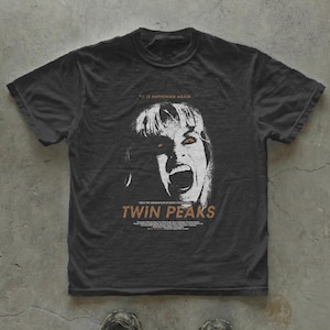 Twin Peaks graphic t-shirt, horror series streetwear tee, vintage movie tee, unisex cult TV shirt, cinematic art style, retro film tee