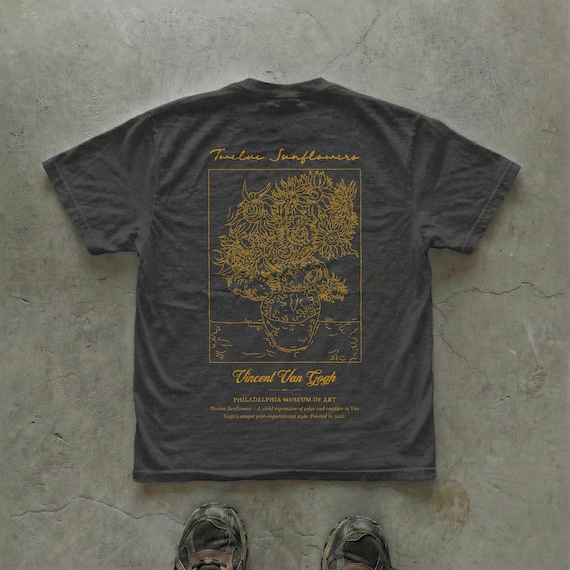 Vintage Van Gogh Twelve Sunflowers graphic tee, unisex art shirt, aesthetic flower T-shirt, Vincent van Gogh inspired, heavy cotton