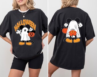 Cute Halloween Ghost Mouse Shirt, Pumpkin Trick or Treat Tee, Fall Graphic Top, Spooky Season Shirt, Funny Cartoon Halloween Gift