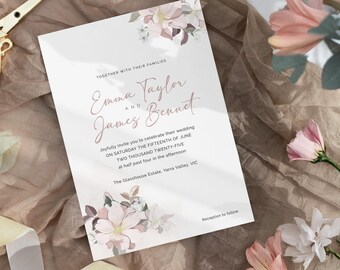 Pale Flowers - Editable Wedding Invitation Template | Instant Download | Templett DIY Invite