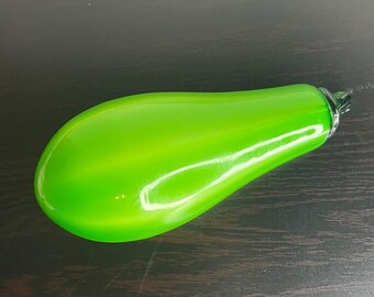 Vintage Murano Art Glass Blown Green Squash Zucchini Figurine 6" MCM