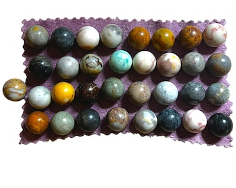 Vintage Lot of 33 Marble Stone Sphere Orbs Polished Balls Gemstone 25mm Diam 1"