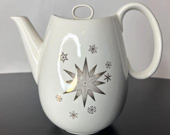 Gailstyn Golden Stardrift Porcelain Coffee Pot Teapot 22K MCM Atomic Vintage USA