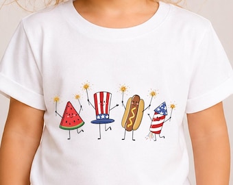 Cute Fourth of July Shirt, Watermelon Hotdog Firework Shirt, Retro American Shirt, Funny Sumer 250th Shirt, Independence Day Gift
