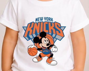 New York Knicks Mickey Mouse Basketball T-Shirt, Knicks Toddler Gift, NY Basketball Championship Shirt, Knicks Basketball Fan Tee