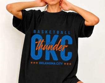 Vintage Oklahoma City Tshirt, Thunder Basketball Gameday TShirt, Retro OKC Basketball Shirt, Thunder Fan Gift, Vintage OKC Basketball