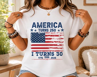 Custom America Turns 250, I Turn Shirt, Matching 4th Of July Birthday Tee, Usa 250th Anniversary, 1776 2026 USA Shirts, Independence Shirt