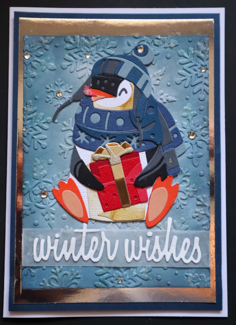Handmade Snow Much Fun Card – Cute Penguin Holiday Card | Embossed ...