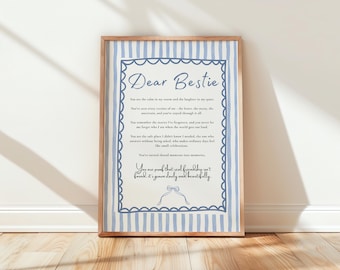 Dear Bestie Letter Print, Minimal Friendship Quote, Best Friend Gift, Galentine's Day Gift, Sentimental Friend Poster, Best Friend Poem 454