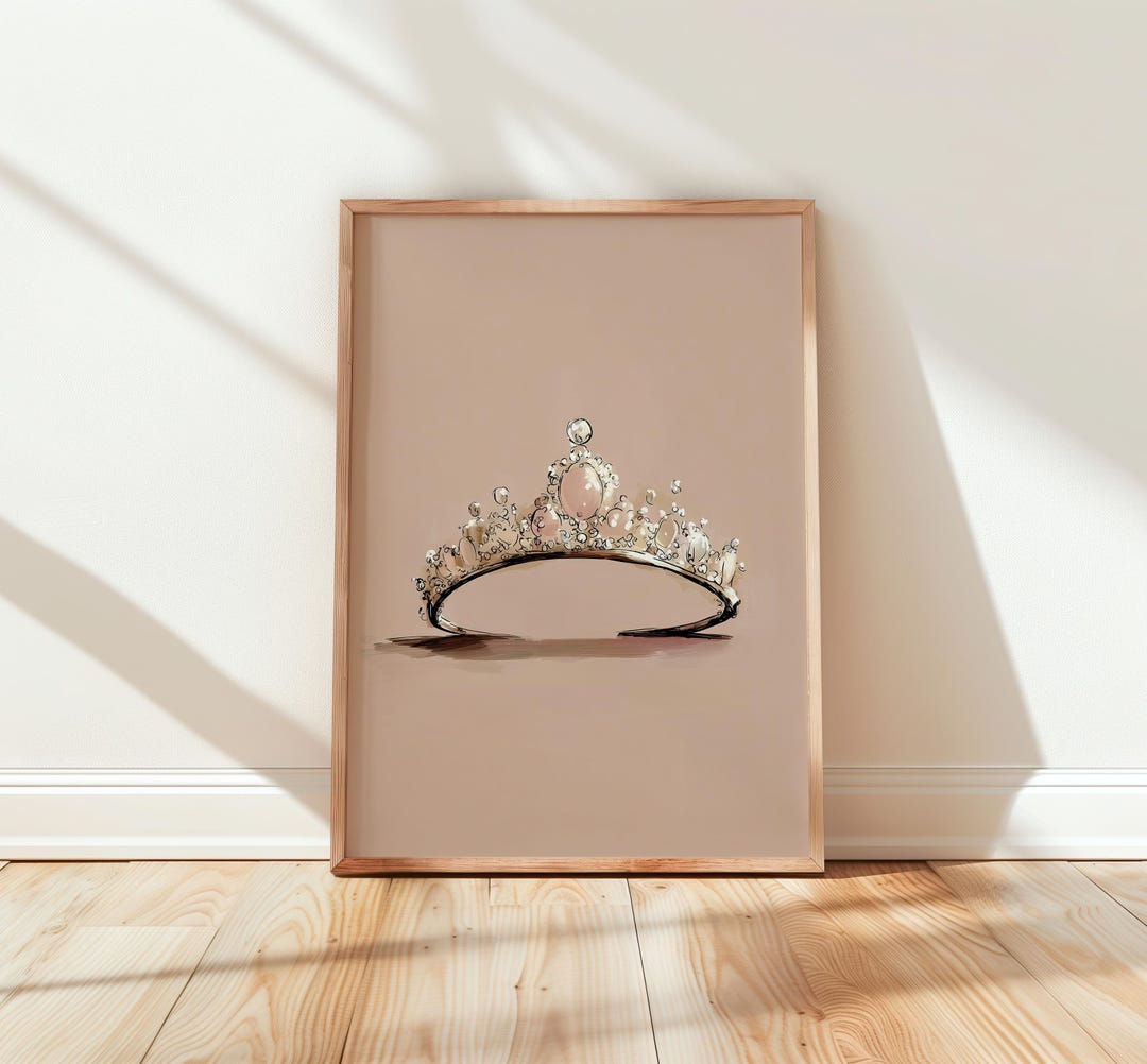Elegant Tiara Printable Art - Vintage Sparkling Crown, Minimalist Wall ...