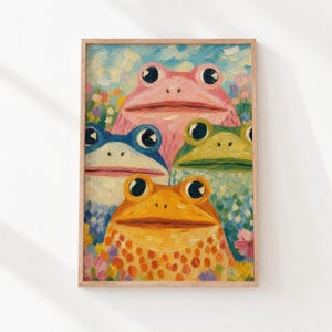Colorful Stacked Frogs Print, Playful Kids Room Printable Wall Art (Digital Download) 852