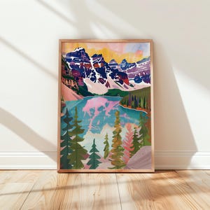 Banff Turquoise Alpine Lake Wall Art - Rustic Mountain Scene, Colorful Canadian Landscape, Printable Digital Nature Print, Download 459