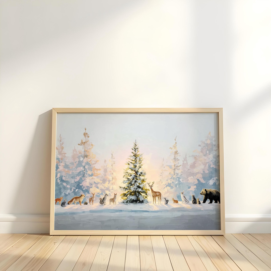 Cozy Winter Wonderland Animals - Printable Snowy Forest With Evergreen ...