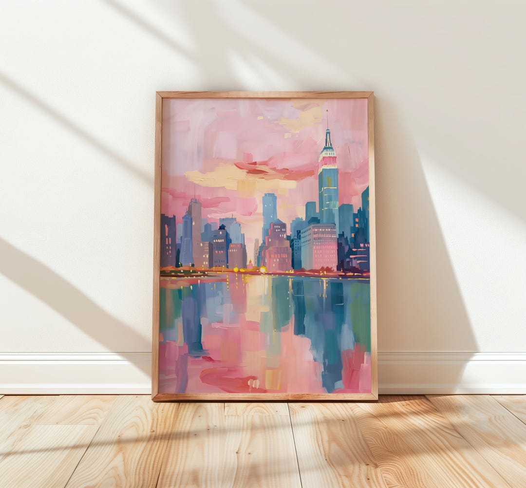 Moody New York City Skyline Print - Romantic Rainy Evening Wall Art ...