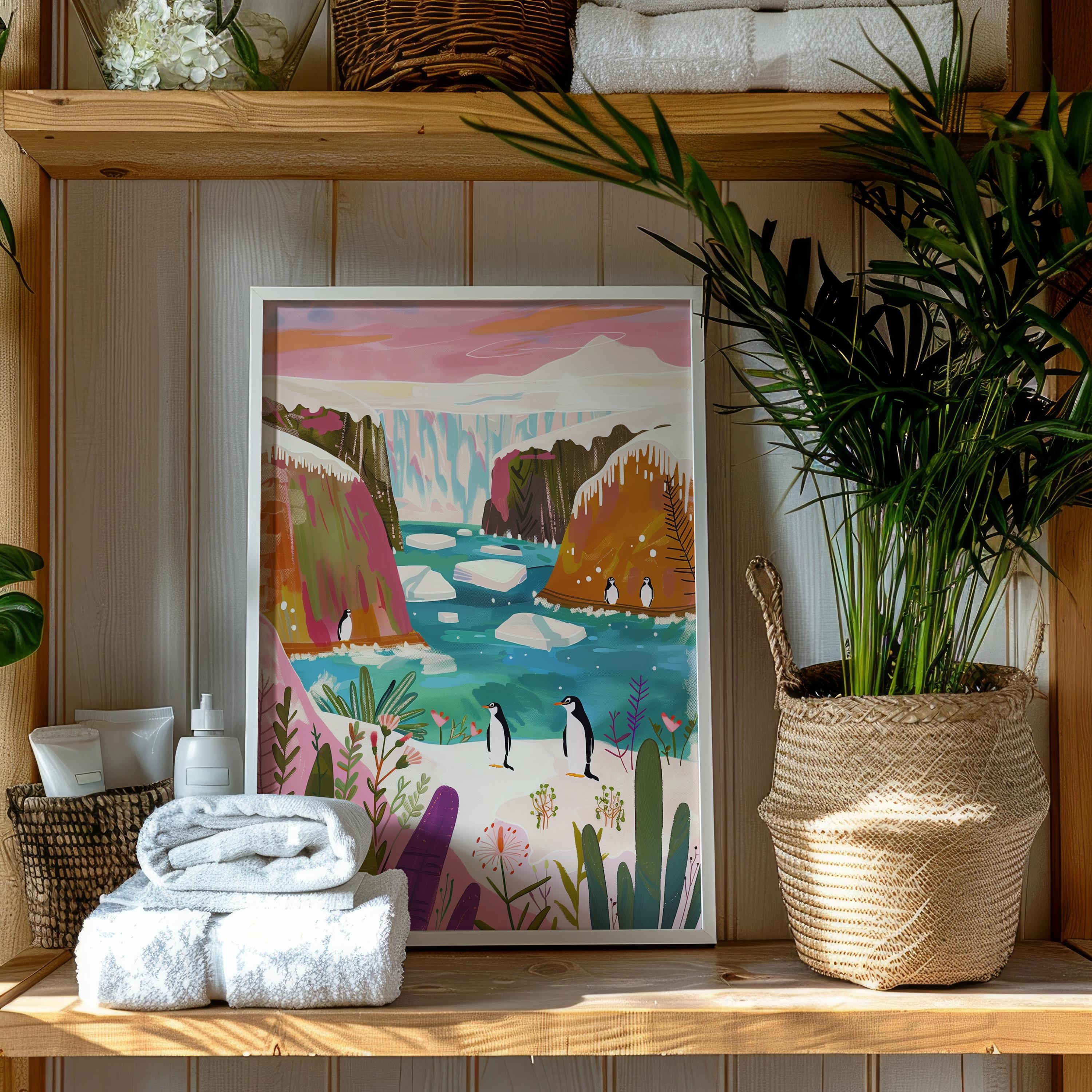 Colorful Printable Antarctic Landscape Wall Art - Turquoise Bay