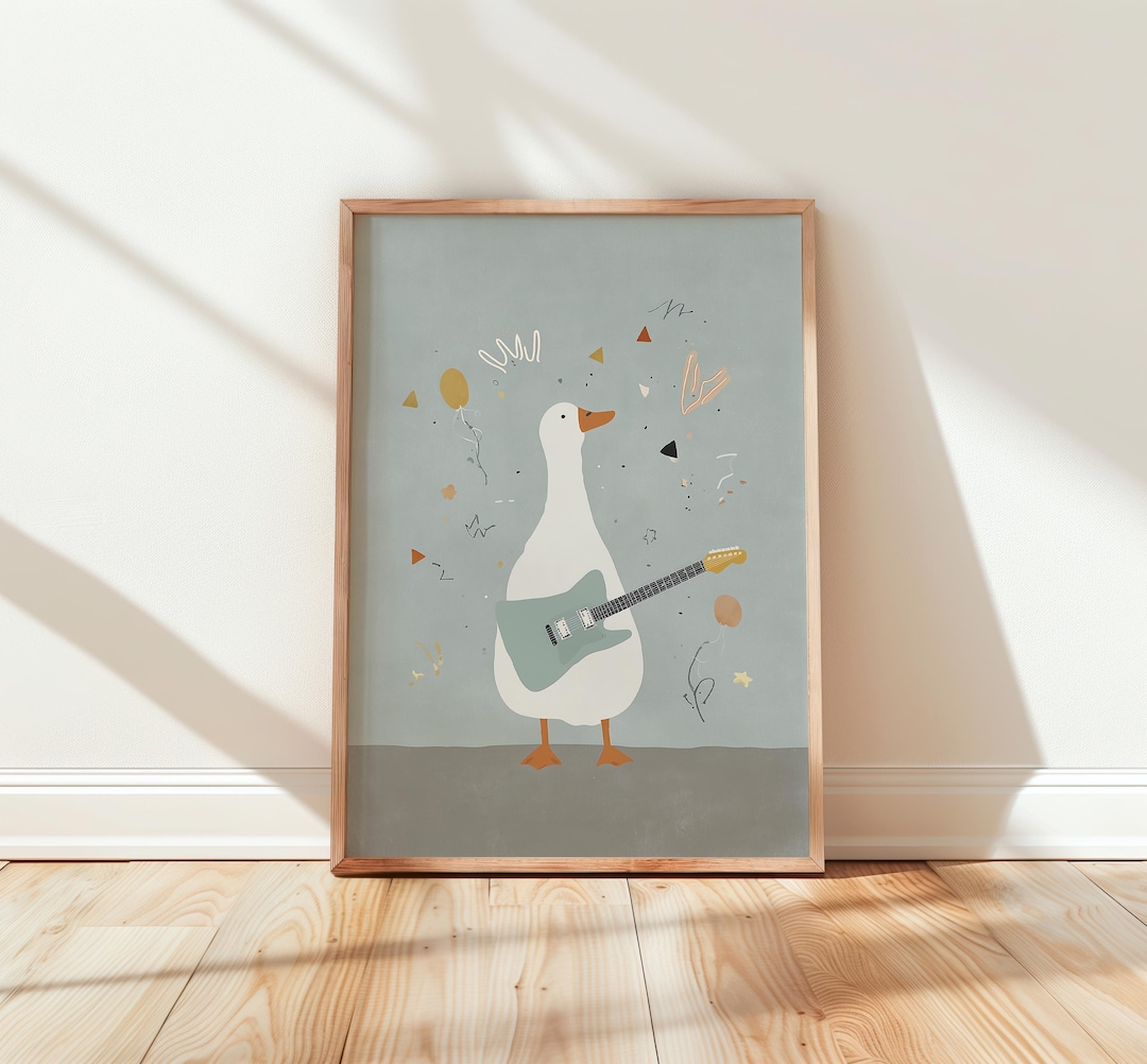 Printable Goose With Guitar Art - Whimsical Animal Musician, Fun ...