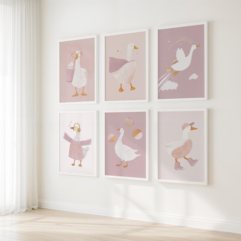 Silly Goose Art, Cute Goose Poster, Cute Animal Nursery Prints, Kids ...