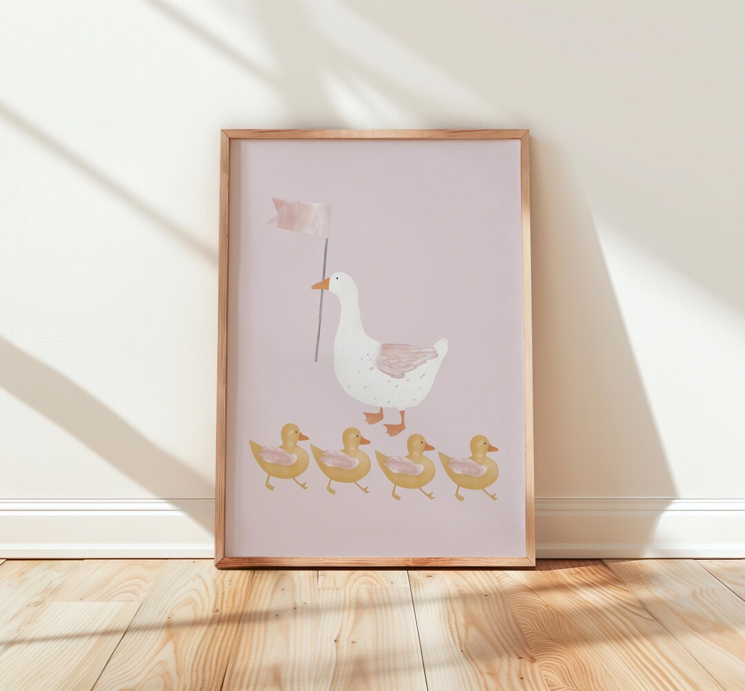 Cute Nursery Wall Art Printable - Silly Goose With Rubber Ducklings ...