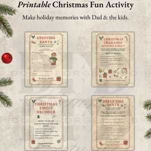 Pode incluir: Download instantâneo de Atividade de Natal para Imprimir. Inclui quatro folhas de jogo: Stuffing Santa, Christmas Charades, Christmas Emoji Decoder e Sneak Like Santa. Pronto para imprimir em casa em formato A4 (aprox. 21 x 29,7 cm).