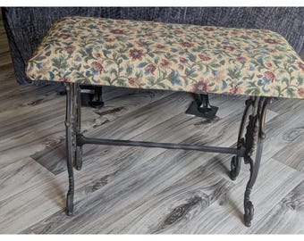 Victorian style cast iron piano vanity bench stool