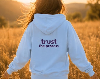 444 Angel Number Baby Blue Zip Hoodie: Trust The Process Spiritual Sweatshirt