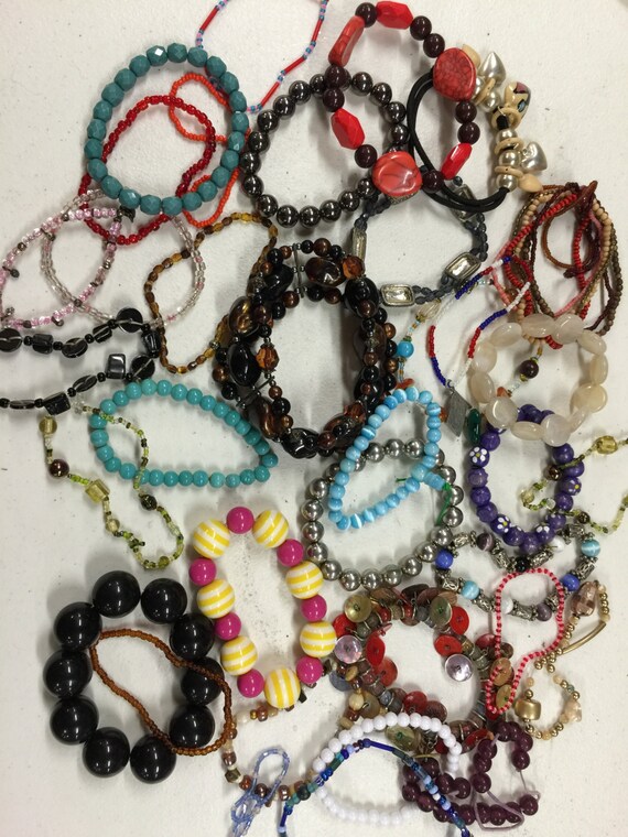 SALE Bracelets Stretch Beads Vintage lot 289 | Etsy