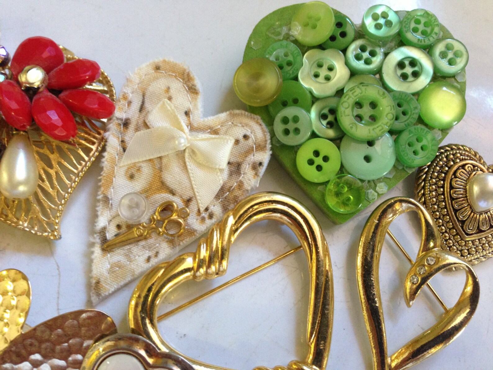 SALE Heart Shaped Brooches Pins Rhinestone Vintage lot 133 Etsy