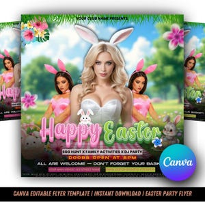 Mall för påskfestflyer | Äggjakt, DJ-festinbjudan (nedladdning på Canva)