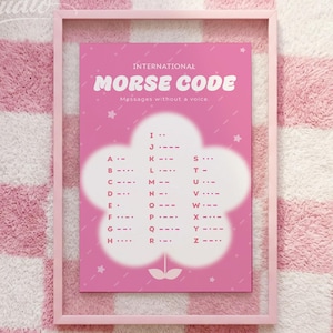 Morse Code Alphabet Chart Printable | Pink Educational Wall Art | DIGITAL