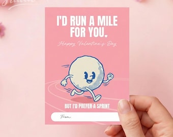 Divertente biglietto di San Valentino per corridori, regalo per atletica leggera, regalo per velocisti, allenatore di corsa, allenamento per maratona, umorismo in palestra, download PDF stampabile