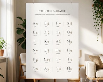 Arte murale stampabile con alfabeto greco / Poster didattico per la classe / Lettere greche, tabella delle lingue / DIGITALE