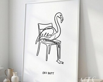 Stampa artistica "Fuori servizio", umorismo da ufficio sottile e divertente, decorazione murale moderna e pulita da stampare