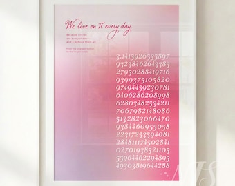 Poster stampabile con il numero PI rosa / Decorazione murale per l'apprendimento della matematica per ragazze / Decorazione per la classe delle ragazze / DIGITALE