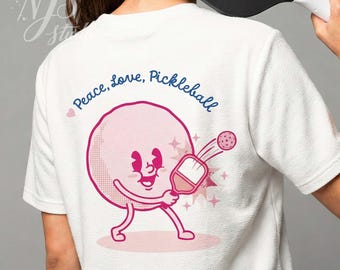 Design mascotte retrò di pickleball, maglietta sportiva divertente SVG PNG