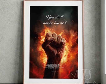 Versetto biblico Isaia 43:2, stampa, arte murale con le Scritture cristiane (download digitale)