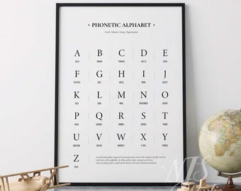 Stampa dell'alfabeto fonetico NATO / Decorazione aeronautica, regalo per piloti (download digitale)