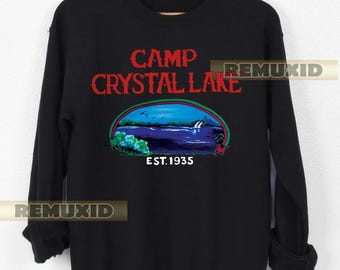 Vintage Camp Crystal Lake Sweatshirt,  vintage horror sweatshirt, cozy unisex, 80s slasher sweatshirt, spooky camp shirt RX132