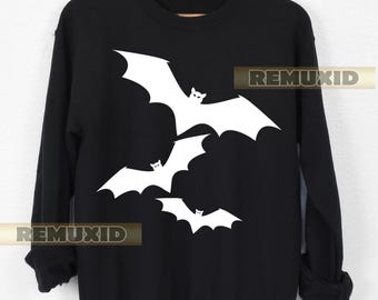 Vintage Fledermaus Sweatshirt, Halloween Shirt, gruseliges Sweatshirt, Fledermaus Shirt, Gothic Kleidung, gruseliges Sweatshirt, gemütliches Herbst Outfit RX84
