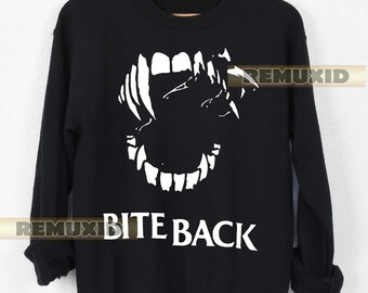 Bite Back Punk Sweatshirt, Punk Graphic Tee, Rebel Style, Music Lover Gift, Rock Band Shirt, Edgy Punk Apparel, Unisex Sweater RX100