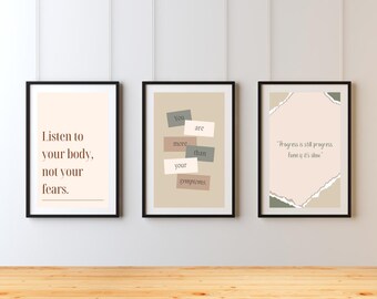 Motivational Quote Prints Set of 3: Modern Home Office Wall Art (Digital Download)