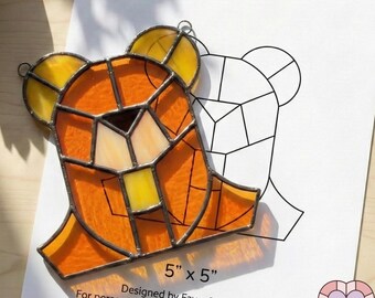 Bear Stained Glass Pattern – Beginner Friendly Geometric Suncatcher Template (PDF + SVG)