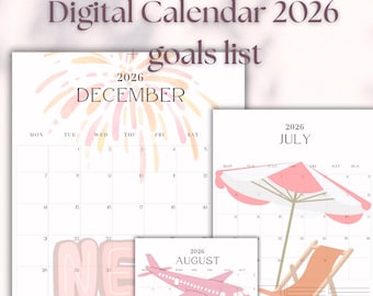 2026 Monthly Goals Planner | Digital Calendar (Digital Download