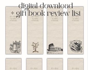 Bookmarks Set – Book Lover Gift, Printable Designs (Digital Download)