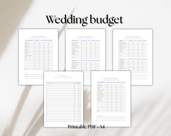 Hochzeitsbudget Planer Printable | Expense Tracker Arbeitsblatt | Minimaler Hochzeitsplaner | PDF-Download